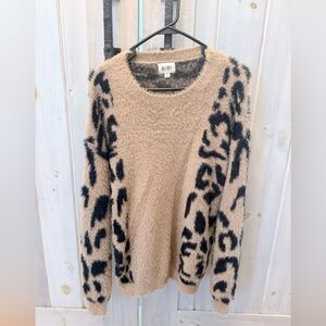 BiBi Women's Leopard Print Sweater in Tan and Black